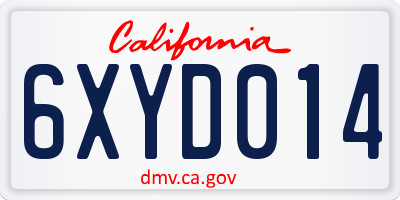 CA license plate 6XYD014