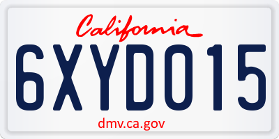 CA license plate 6XYD015