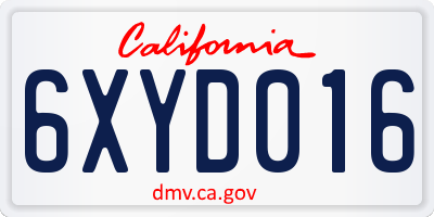 CA license plate 6XYD016