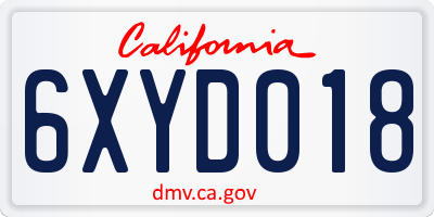 CA license plate 6XYD018