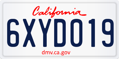 CA license plate 6XYD019