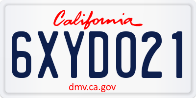 CA license plate 6XYD021