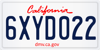 CA license plate 6XYD022