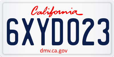 CA license plate 6XYD023
