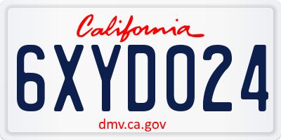 CA license plate 6XYD024