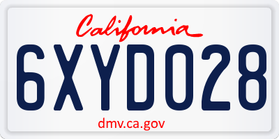CA license plate 6XYD028