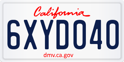 CA license plate 6XYD040
