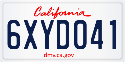 CA license plate 6XYD041