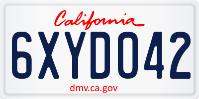CA license plate 6XYD042