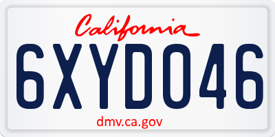 CA license plate 6XYD046