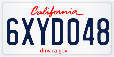 CA license plate 6XYD048