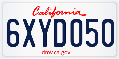 CA license plate 6XYD050