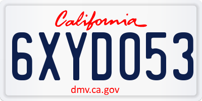 CA license plate 6XYD053