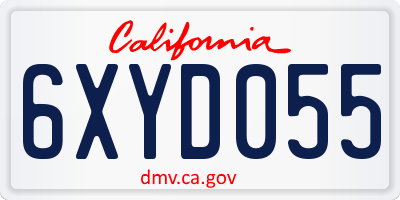 CA license plate 6XYD055