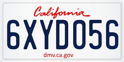 CA license plate 6XYD056