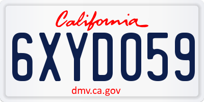CA license plate 6XYD059