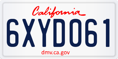CA license plate 6XYD061