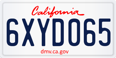 CA license plate 6XYD065