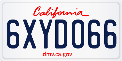 CA license plate 6XYD066