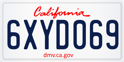CA license plate 6XYD069