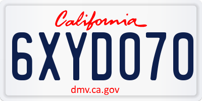 CA license plate 6XYD070
