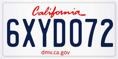 CA license plate 6XYD072
