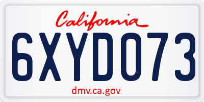 CA license plate 6XYD073