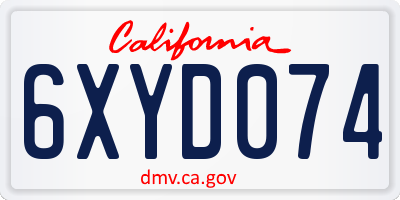 CA license plate 6XYD074