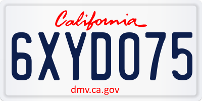 CA license plate 6XYD075