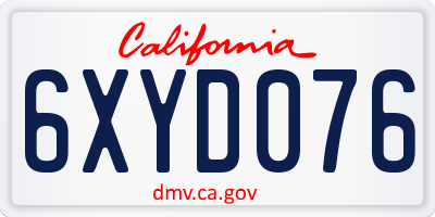 CA license plate 6XYD076