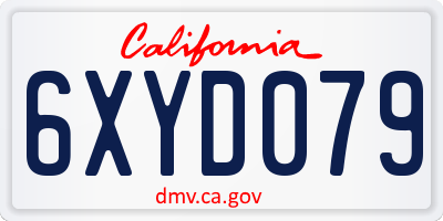 CA license plate 6XYD079