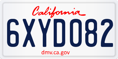 CA license plate 6XYD082