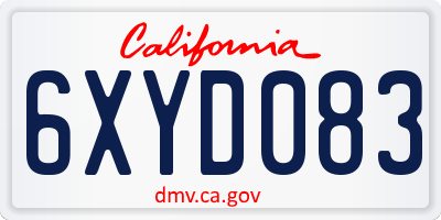 CA license plate 6XYD083