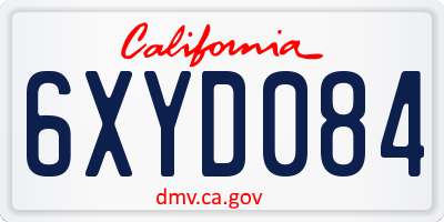 CA license plate 6XYD084