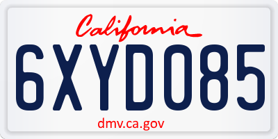 CA license plate 6XYD085