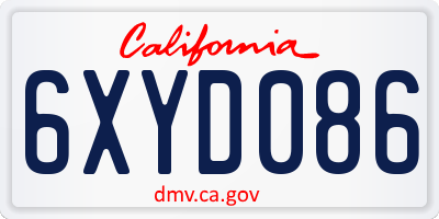 CA license plate 6XYD086