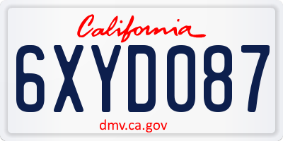 CA license plate 6XYD087