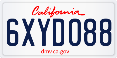 CA license plate 6XYD088