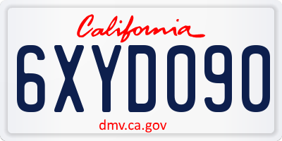 CA license plate 6XYD090