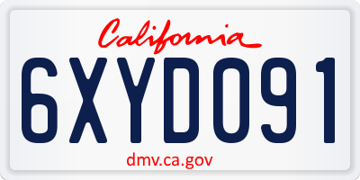 CA license plate 6XYD091