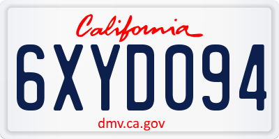 CA license plate 6XYD094