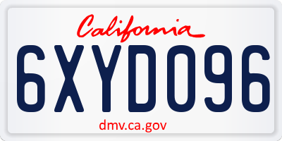 CA license plate 6XYD096