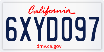 CA license plate 6XYD097