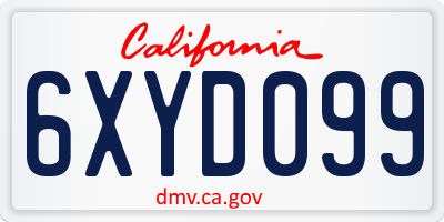 CA license plate 6XYD099