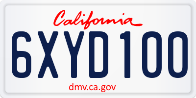 CA license plate 6XYD100