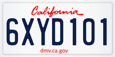 CA license plate 6XYD101