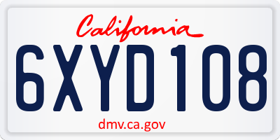 CA license plate 6XYD108