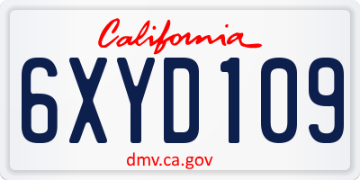 CA license plate 6XYD109