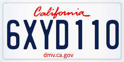 CA license plate 6XYD110