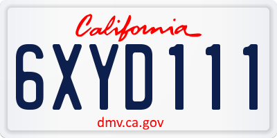 CA license plate 6XYD111